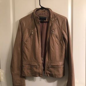 Bernardo Taupe Faux Leather Jacket: Size S